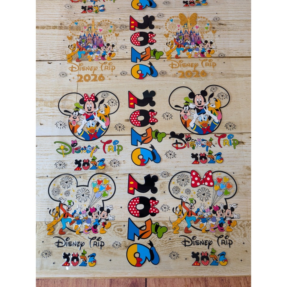5 Disney Trip 2026 UV DTF‎ Cup Wraps 16 oz Mickey Minnie Family Vacation